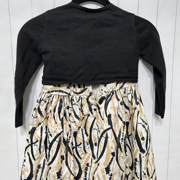 Girl's elegant dress, brush print in colors black, beige and gold - Picture 12 of 12